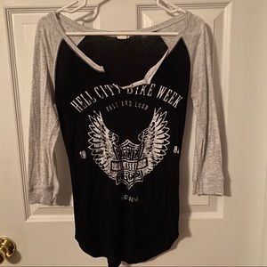 Baseball Tee shirt with motorcycle graphic